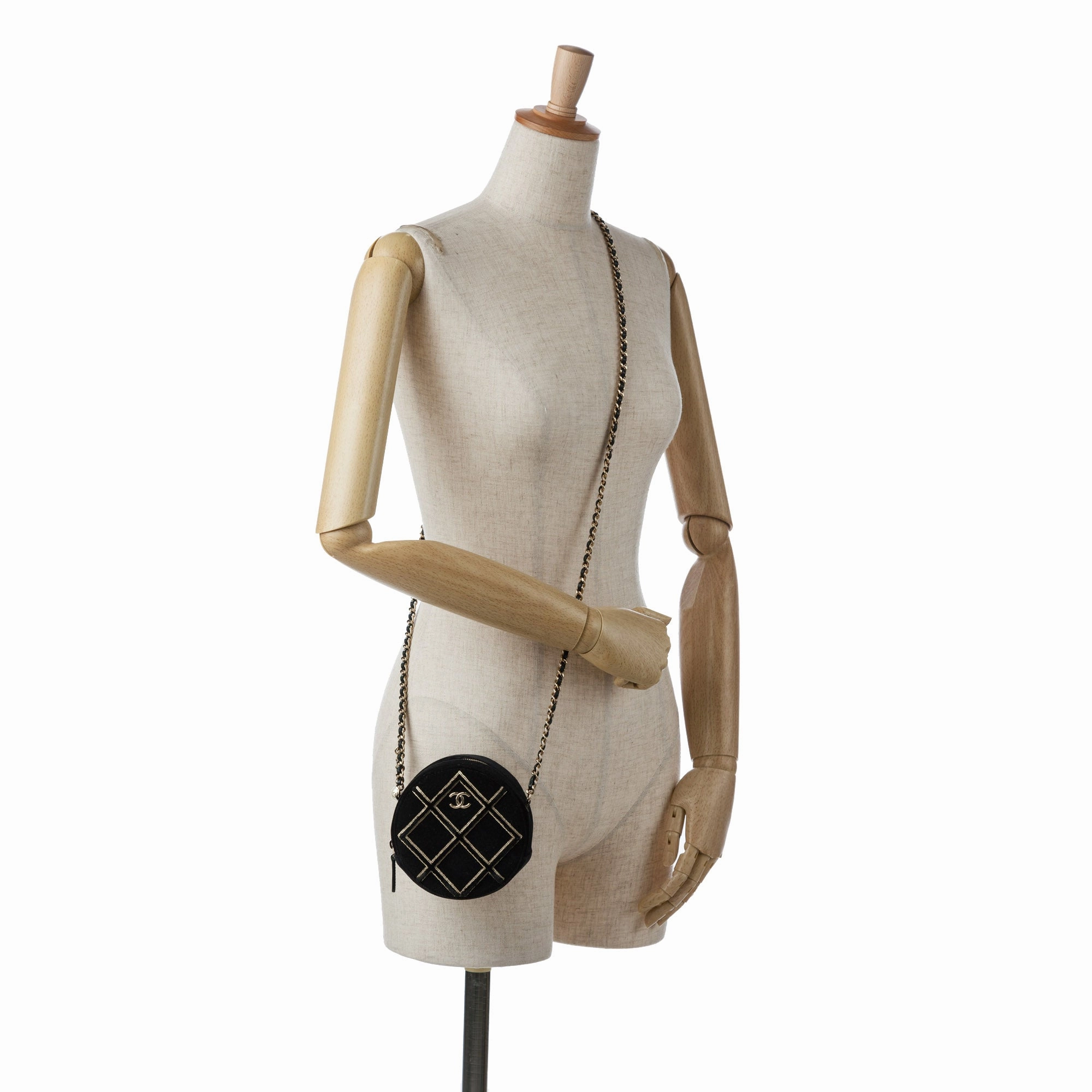 Chanel Velvet Pearl Sequin Round Crossbody