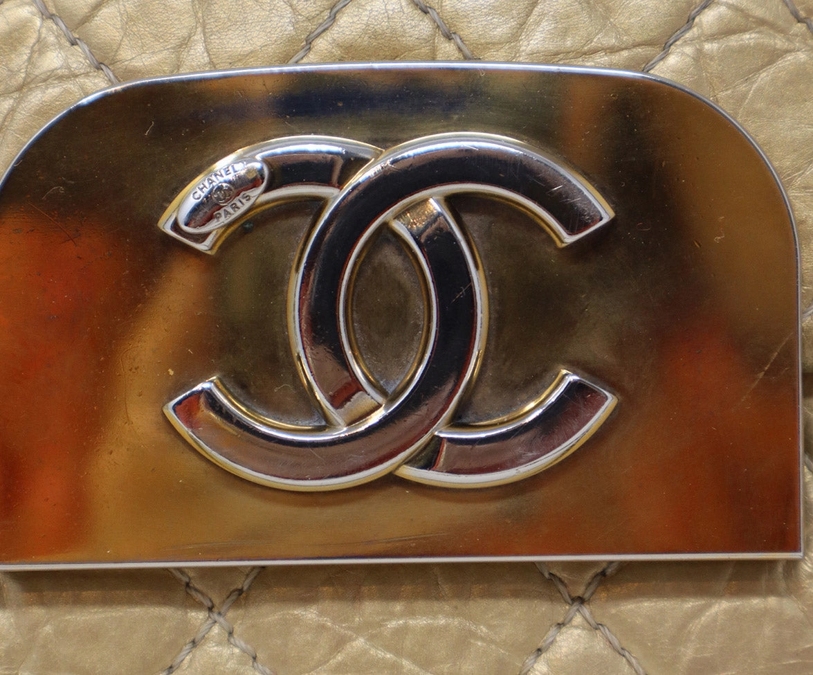 Chanel Vintage Gold Aged Calfskin Shoulder Bag