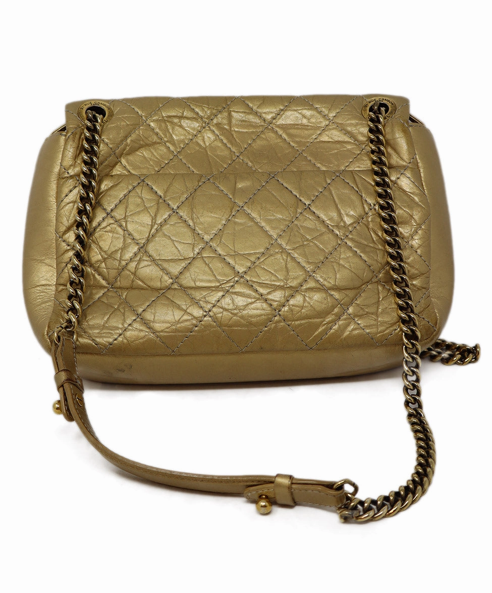 Chanel Vintage Gold Aged Calfskin Shoulder Bag