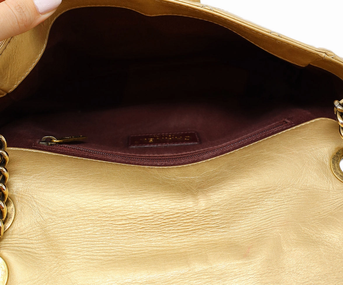 Chanel Vintage Gold Aged Calfskin Shoulder Bag