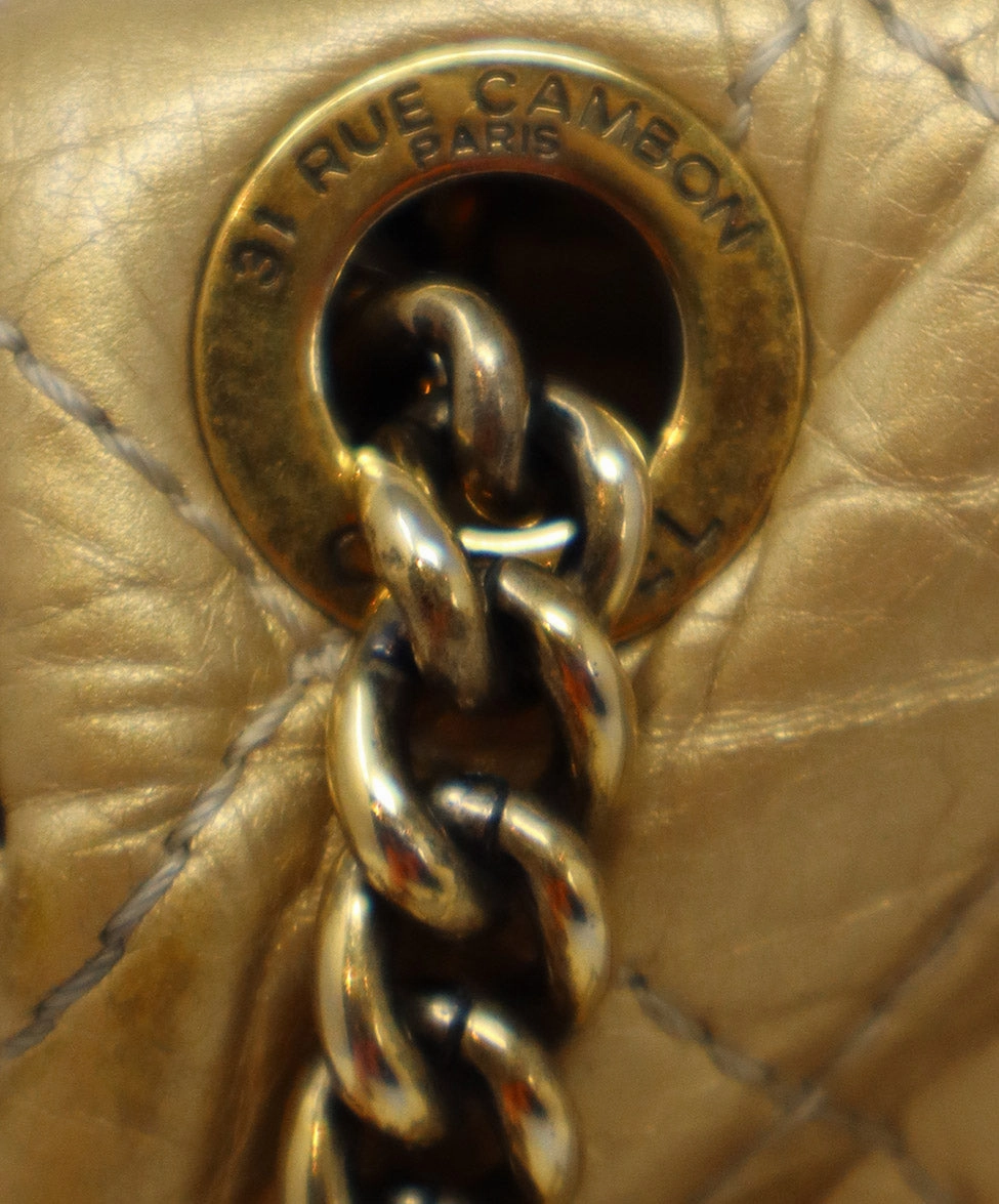 Chanel Vintage Gold Aged Calfskin Shoulder Bag