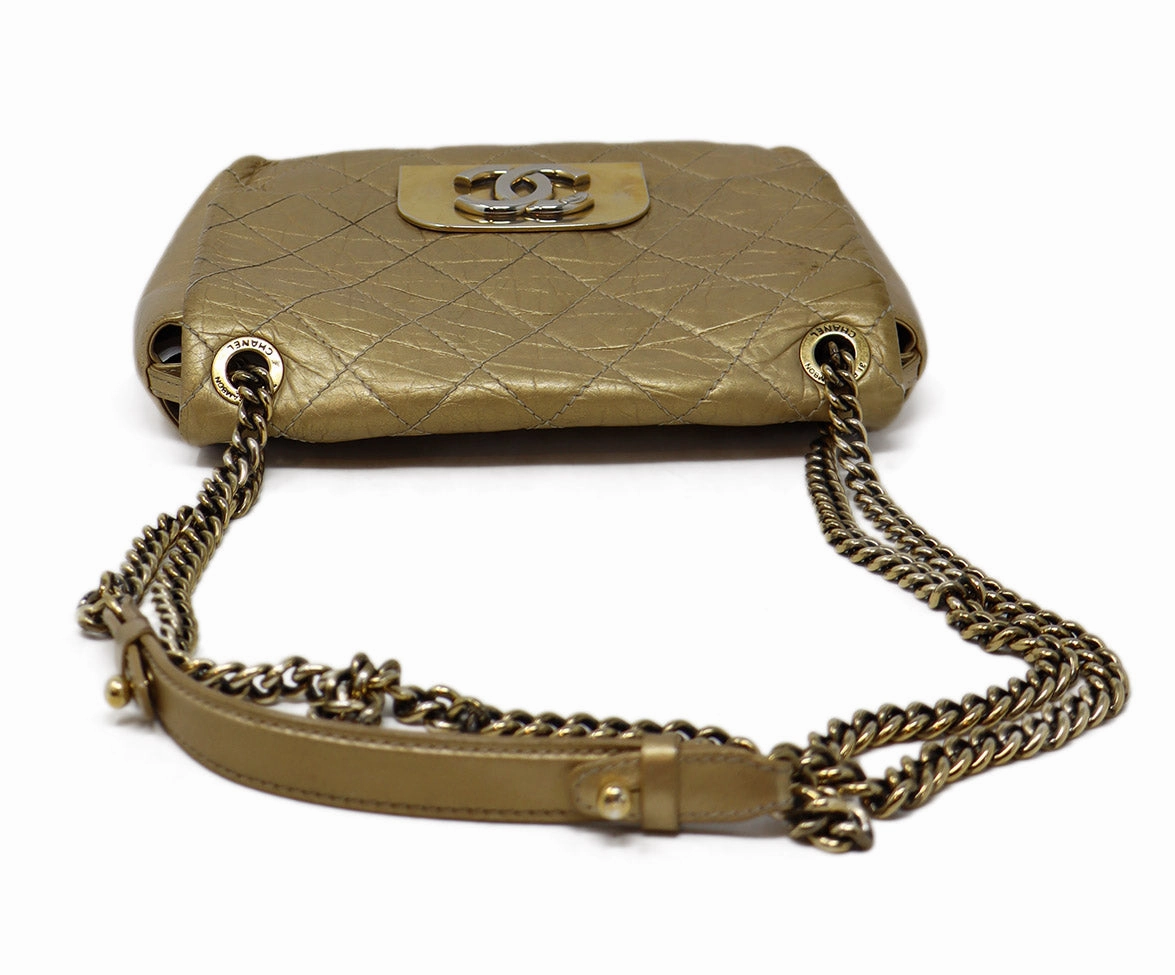 Chanel Vintage Gold Aged Calfskin Shoulder Bag