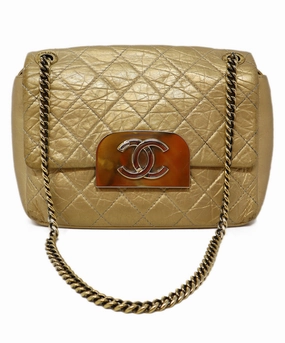 Chanel Vintage Gold Aged Calfskin Shoulder Bag