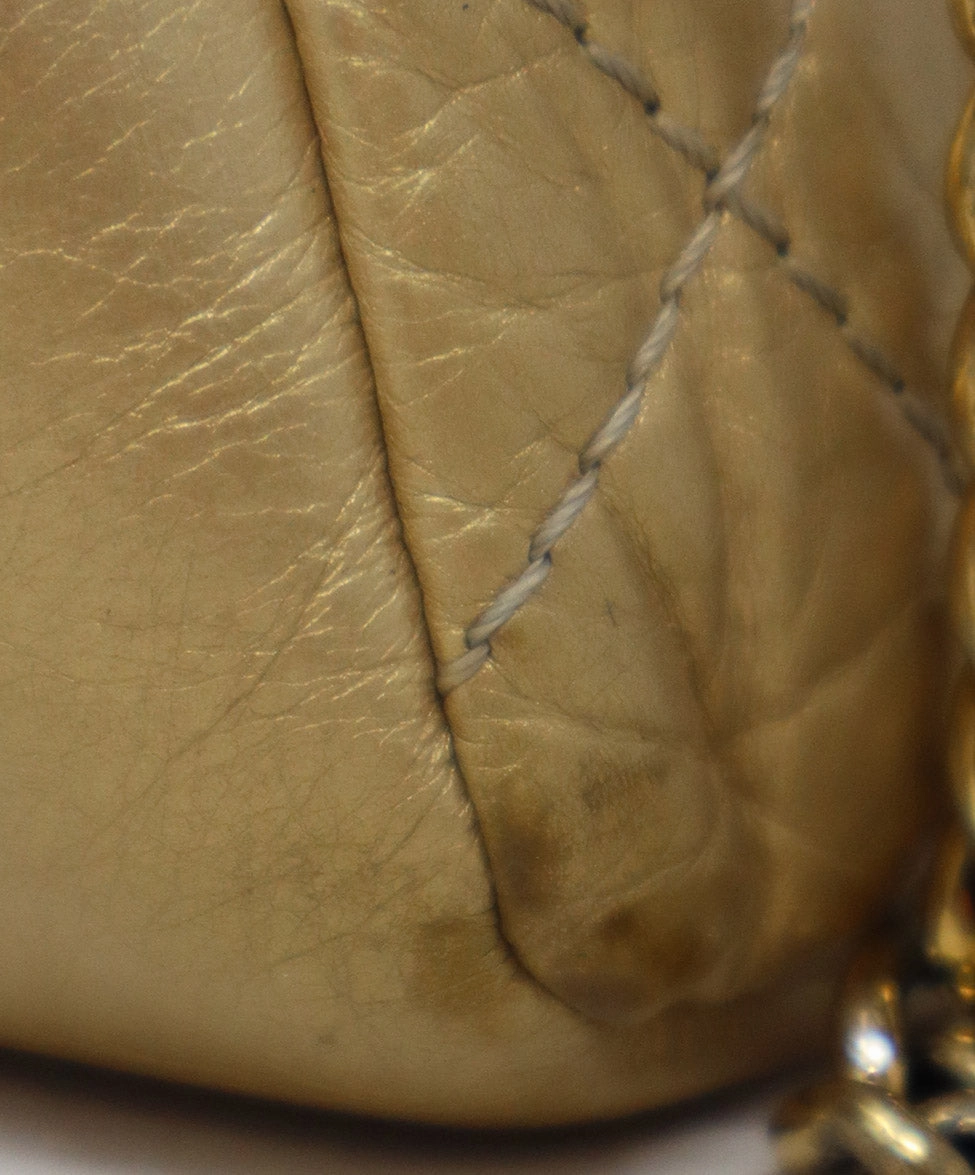 Chanel Vintage Gold Aged Calfskin Shoulder Bag