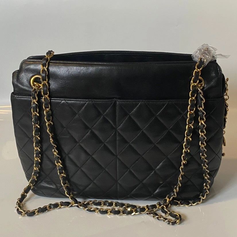 Chanel Vintage Quilted Black Shoulder Bag