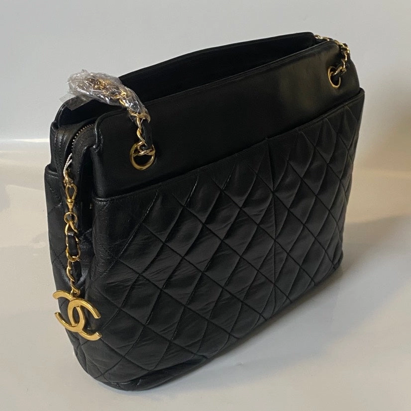 Chanel Vintage Quilted Black Shoulder Bag