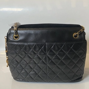 Chanel Vintage Quilted Black Shoulder Bag