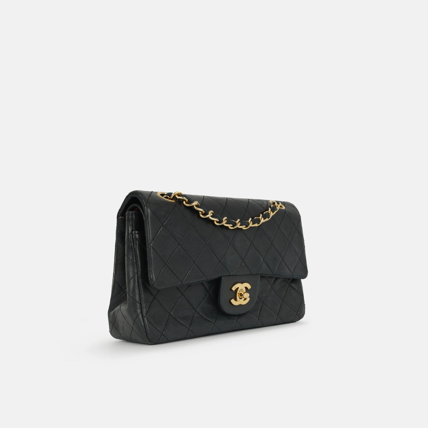 Chanel Vintage Small Classic Flap Bag Black Lambskin GHW