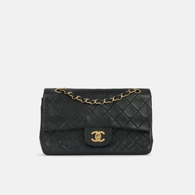 Chanel Vintage Small Classic Flap Bag Black Lambskin GHW