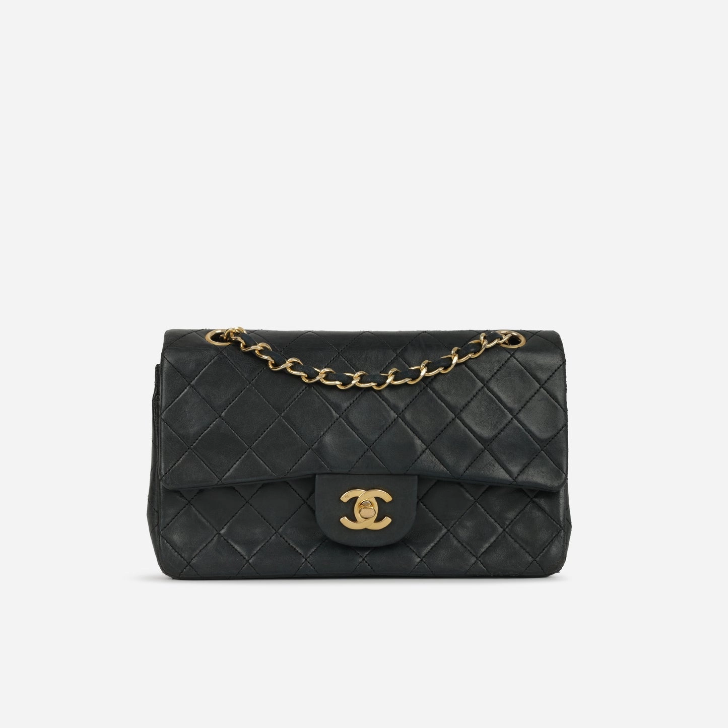 Chanel Vintage Small Classic Flap Bag Black Lambskin GHW