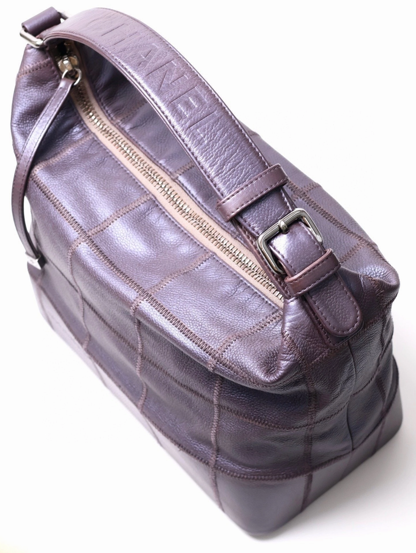 Chanel Violet Shimmer Box Bag Very Good Condition Leather Shoulder Bag