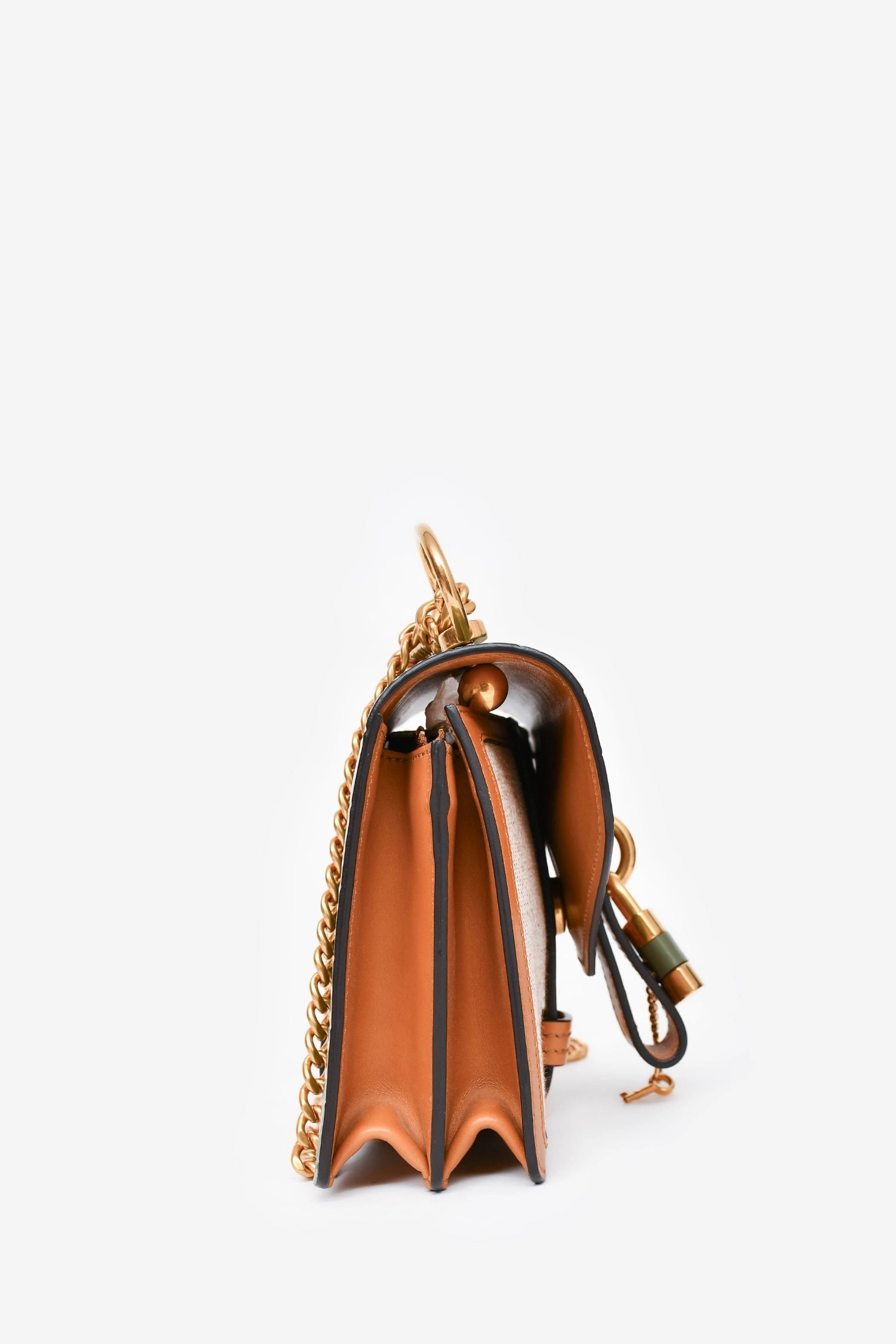 Chloe 2020 Green/Brown/Beige Croc Embossed Leather/Canvas Mini Aby Crossbody