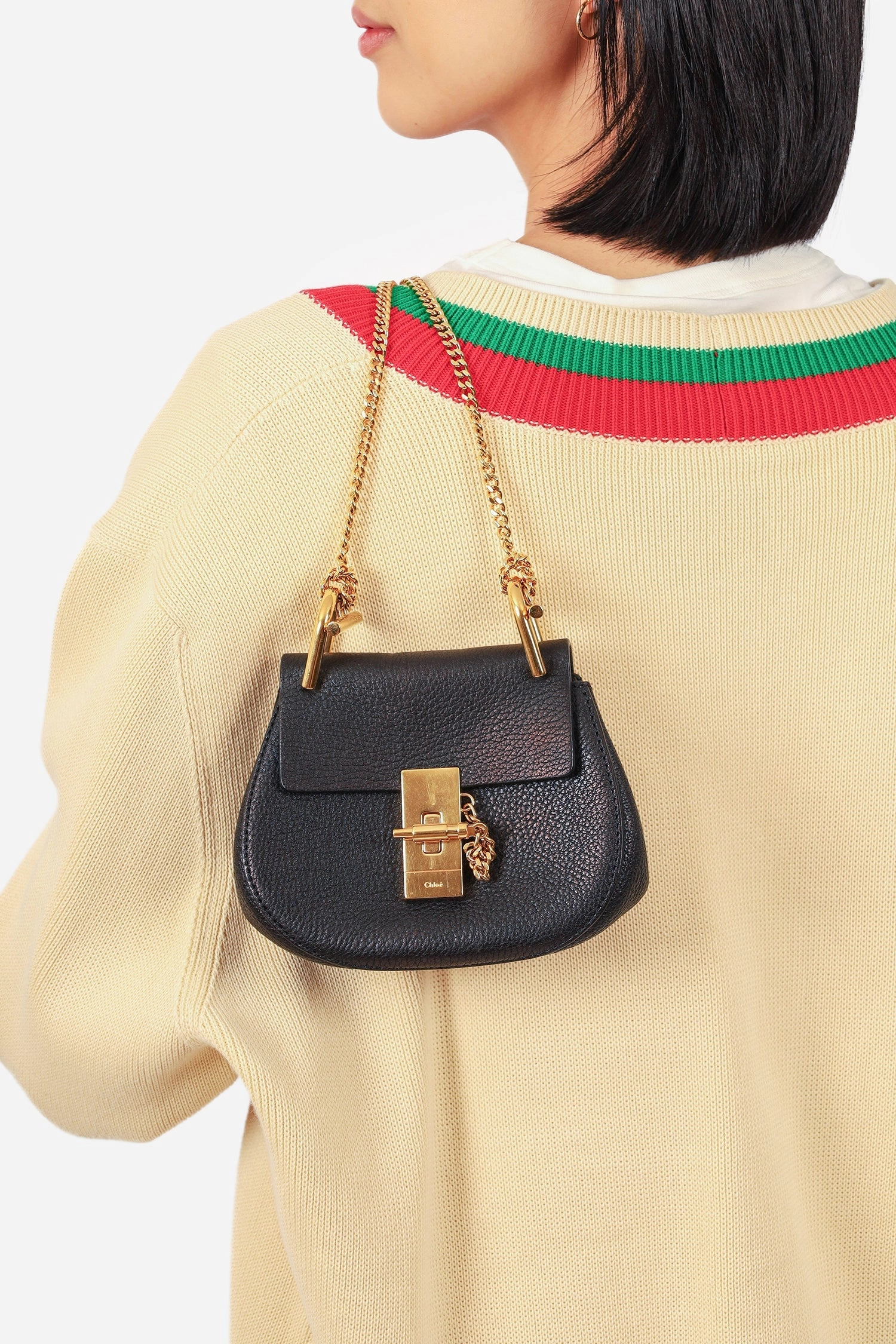 Chloe Black Leather Mini Drew Bag