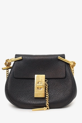 Chloe Black Leather Mini Drew Bag