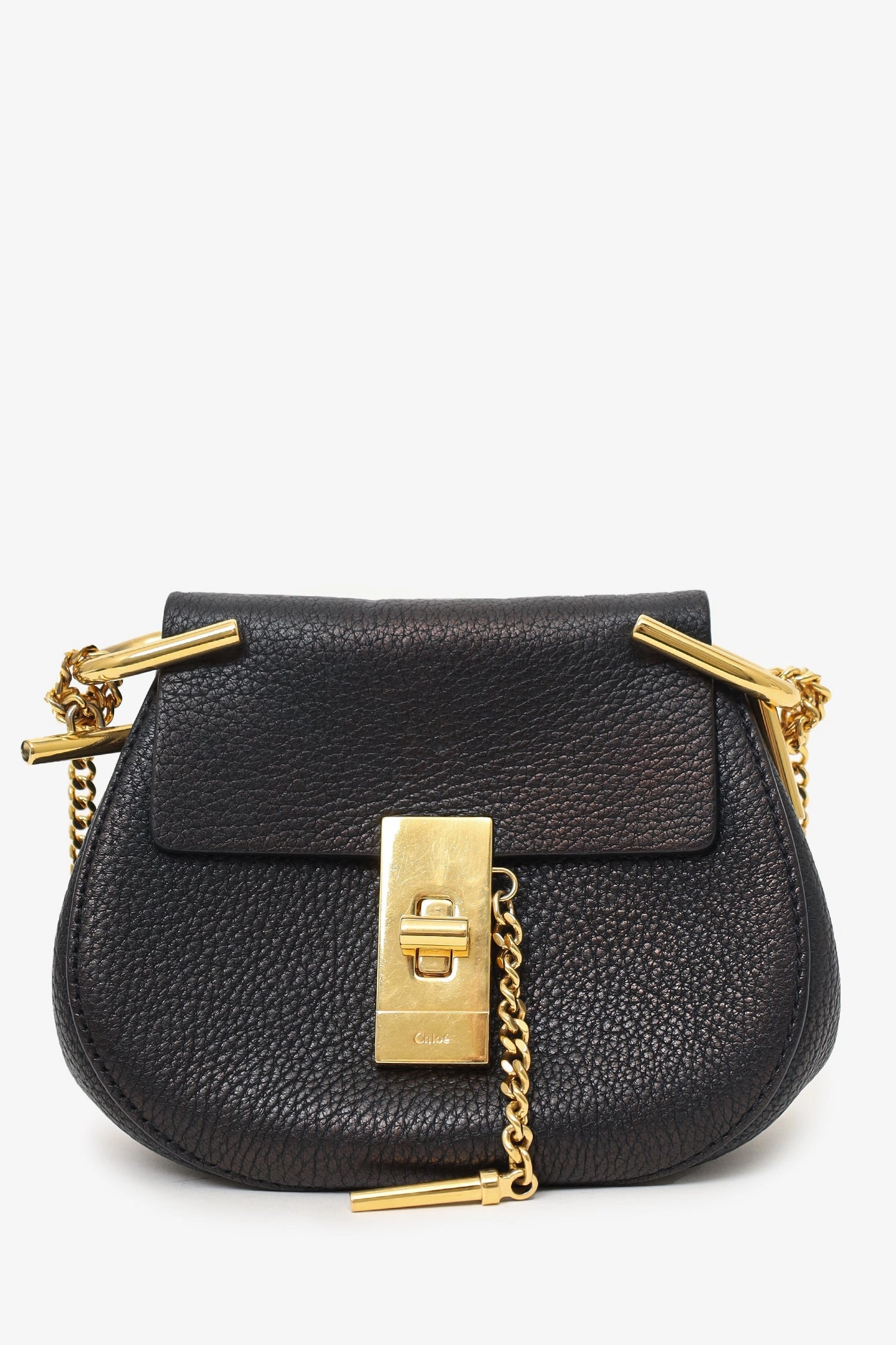 Chloe Black Leather Mini Drew Bag