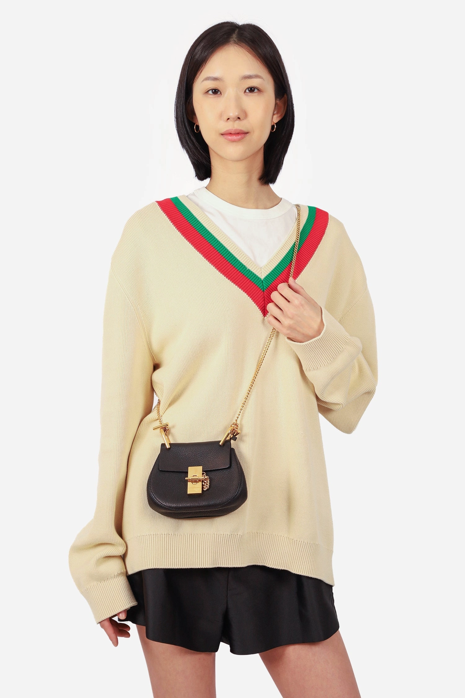 Chloe Black Leather Mini Drew Bag