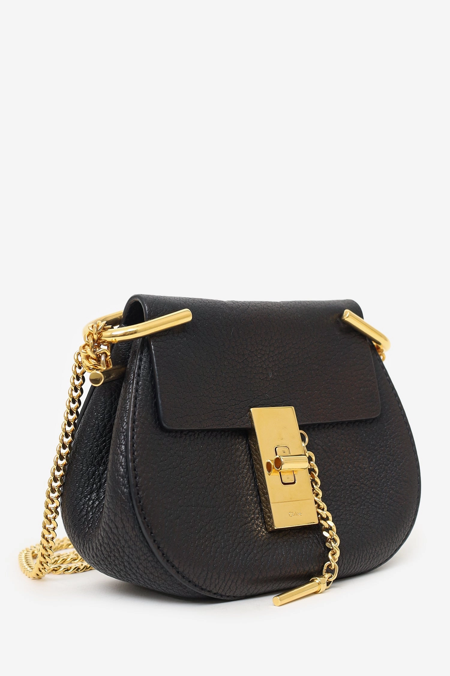 Chloe Black Leather Mini Drew Bag