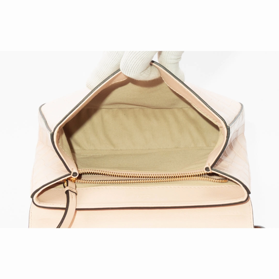 Chloe C Leather-Trimmed Croc-Effect Shoulder Bag