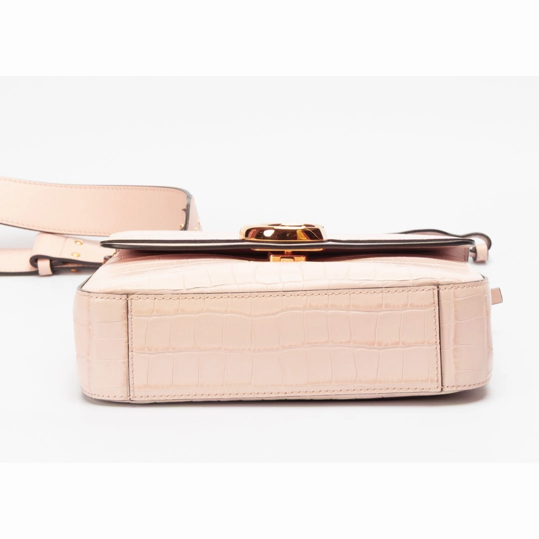 Chloe C Leather-Trimmed Croc-Effect Shoulder Bag