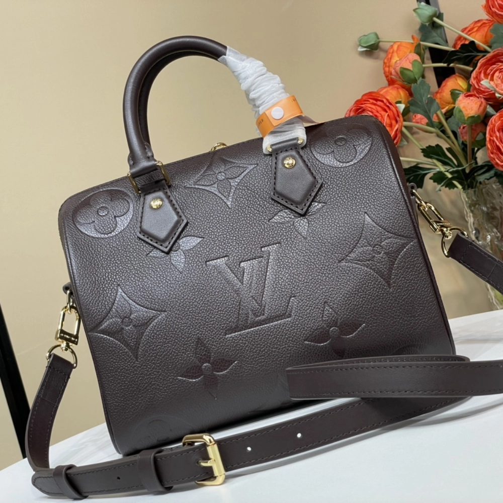 Chocolate Monogram Empreinte Leather Speedy Bandoulire 25 Leather Crossbody Bag for Women