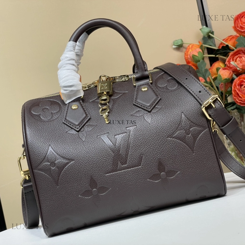 Chocolate Monogram Empreinte Leather Speedy Bandoulire 25 Leather Crossbody Bag for Women