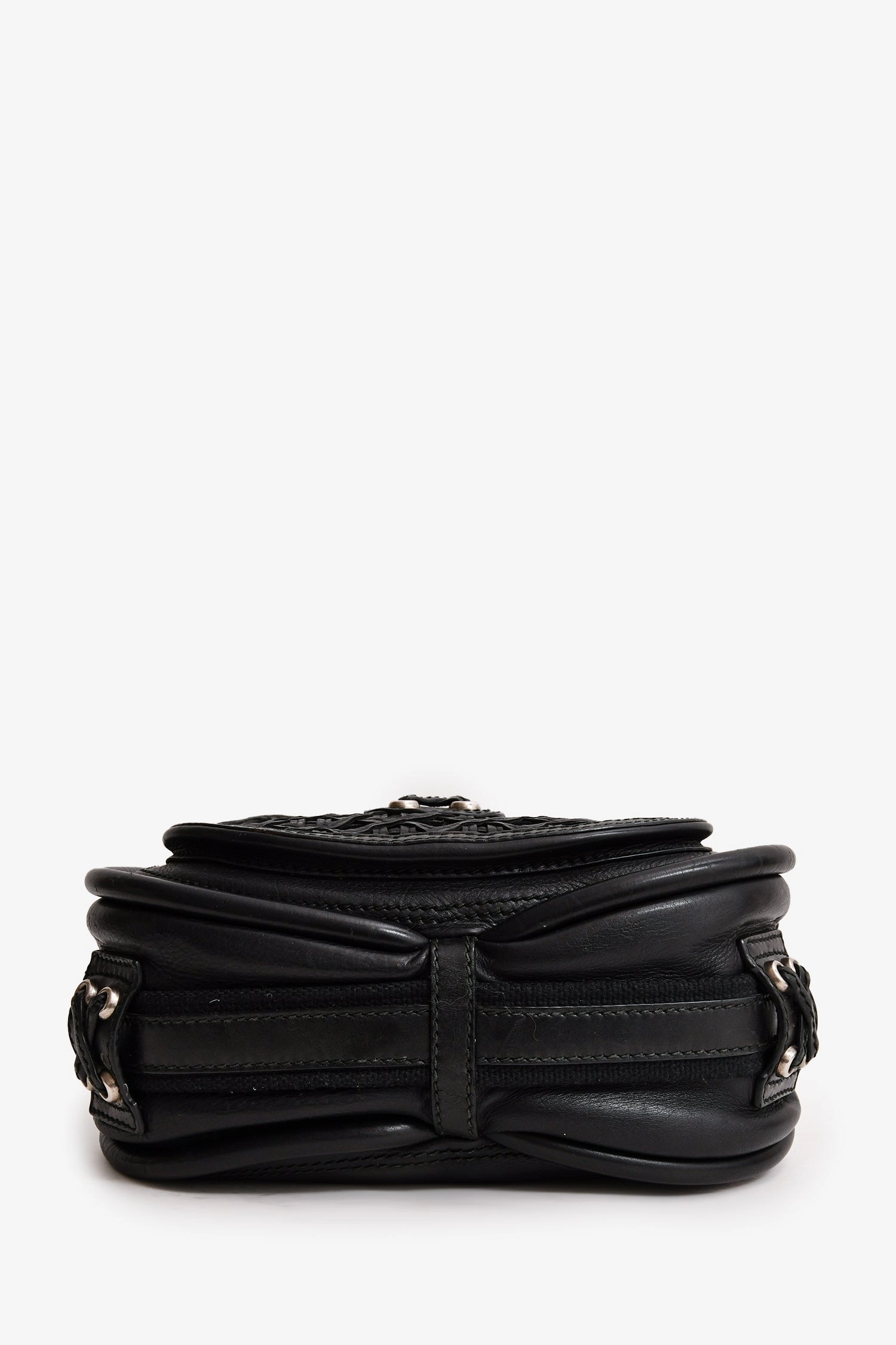 Christian Dior 2010 Black Leather Lattice Crossbody Bag (As Is)