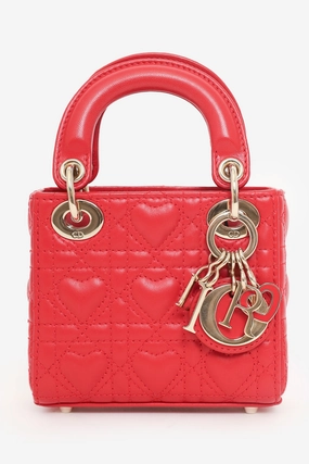 Christian Dior 2021 Red Leather Micro Lady Dior