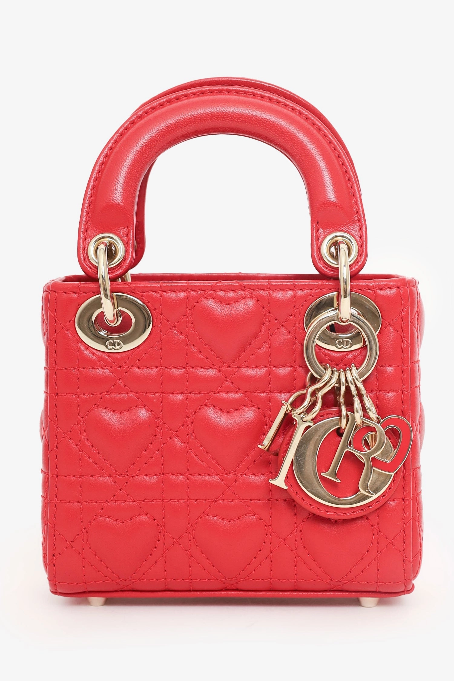 Christian Dior 2021 Red Leather Micro Lady Dior