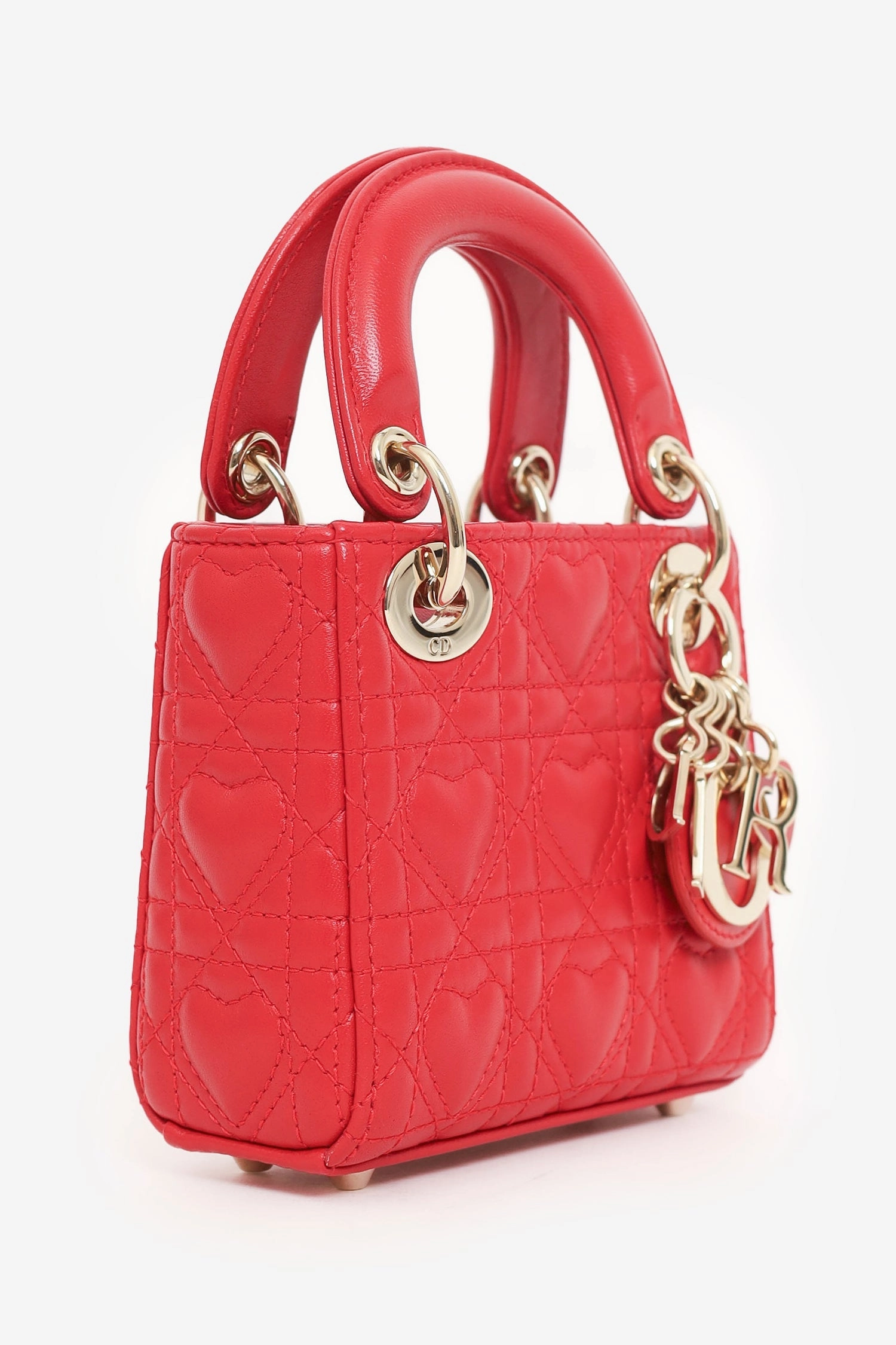 Christian Dior 2021 Red Leather Micro Lady Dior