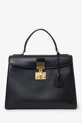 Christian Dior Black Leather Dioraddict Top Handle with Strap