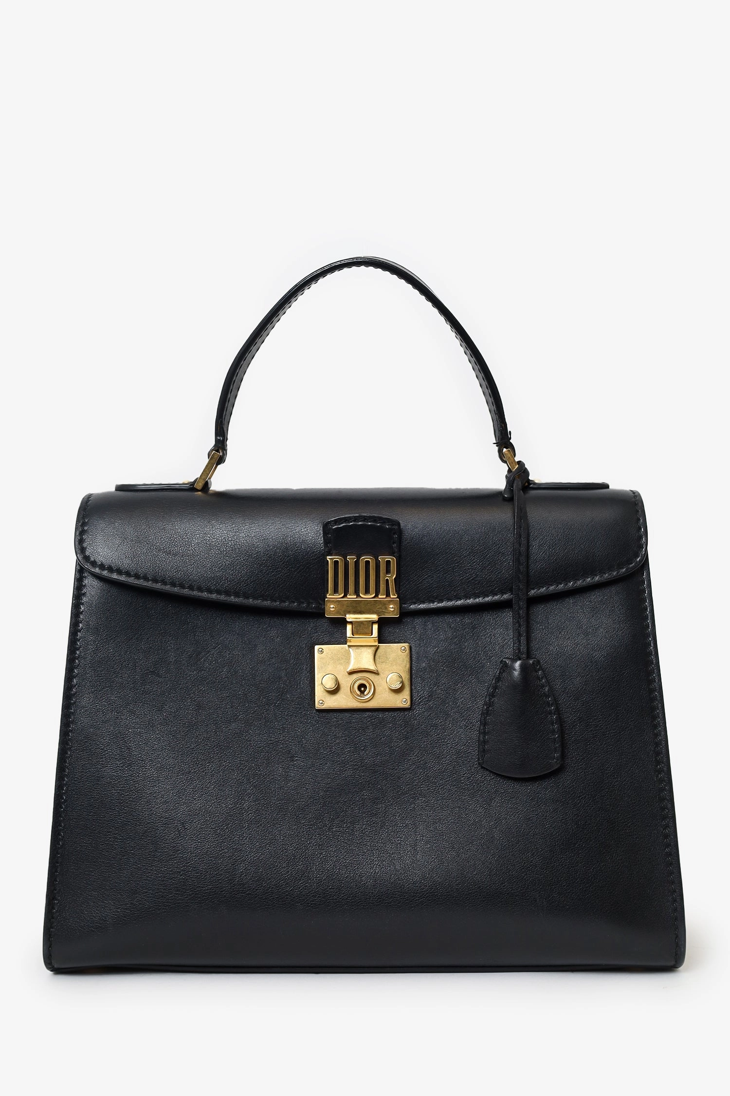 Christian Dior Black Leather Dioraddict Top Handle with Strap