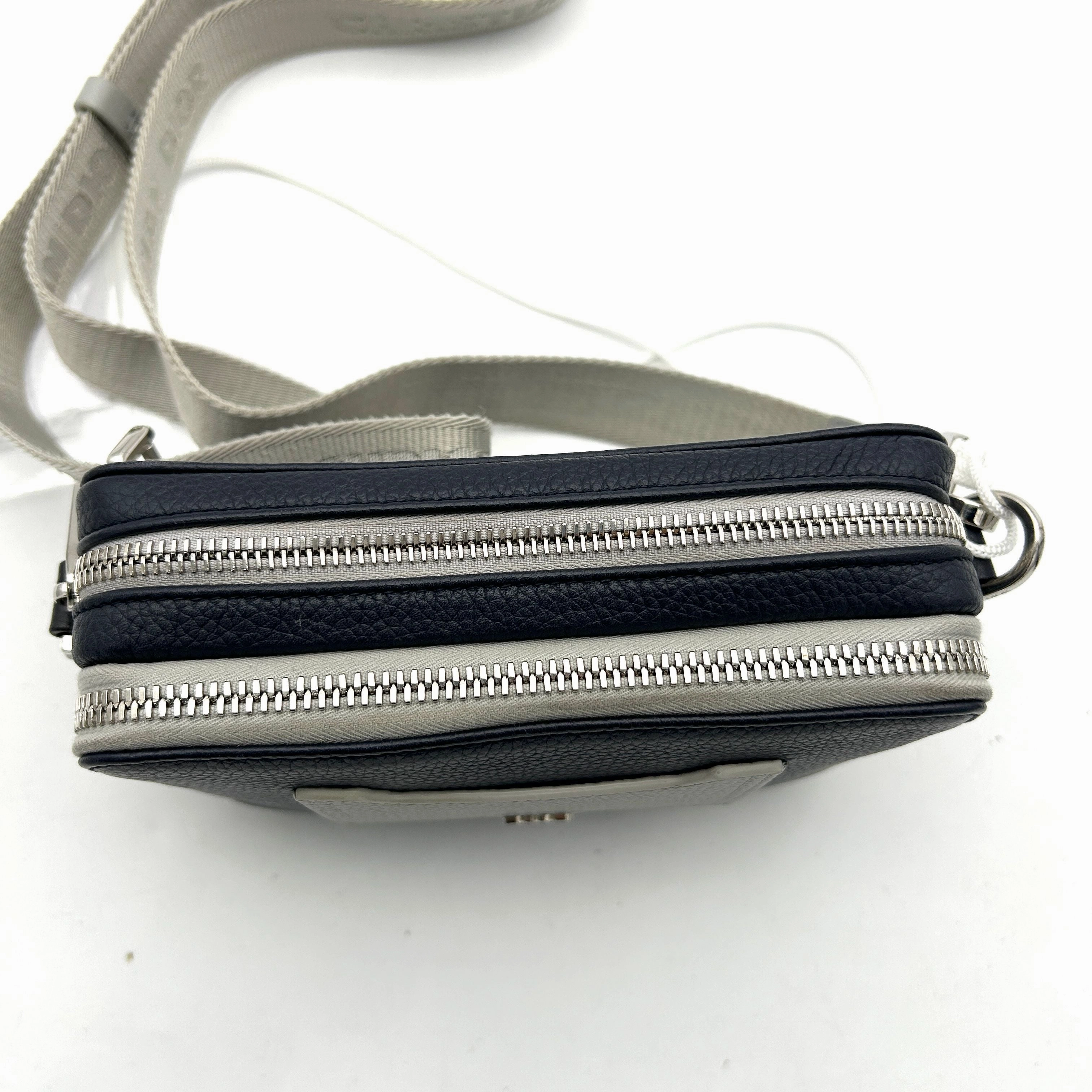 CHRISTIAN DIOR Calfskin Double Zip Crossbody Blue Grey LA39039