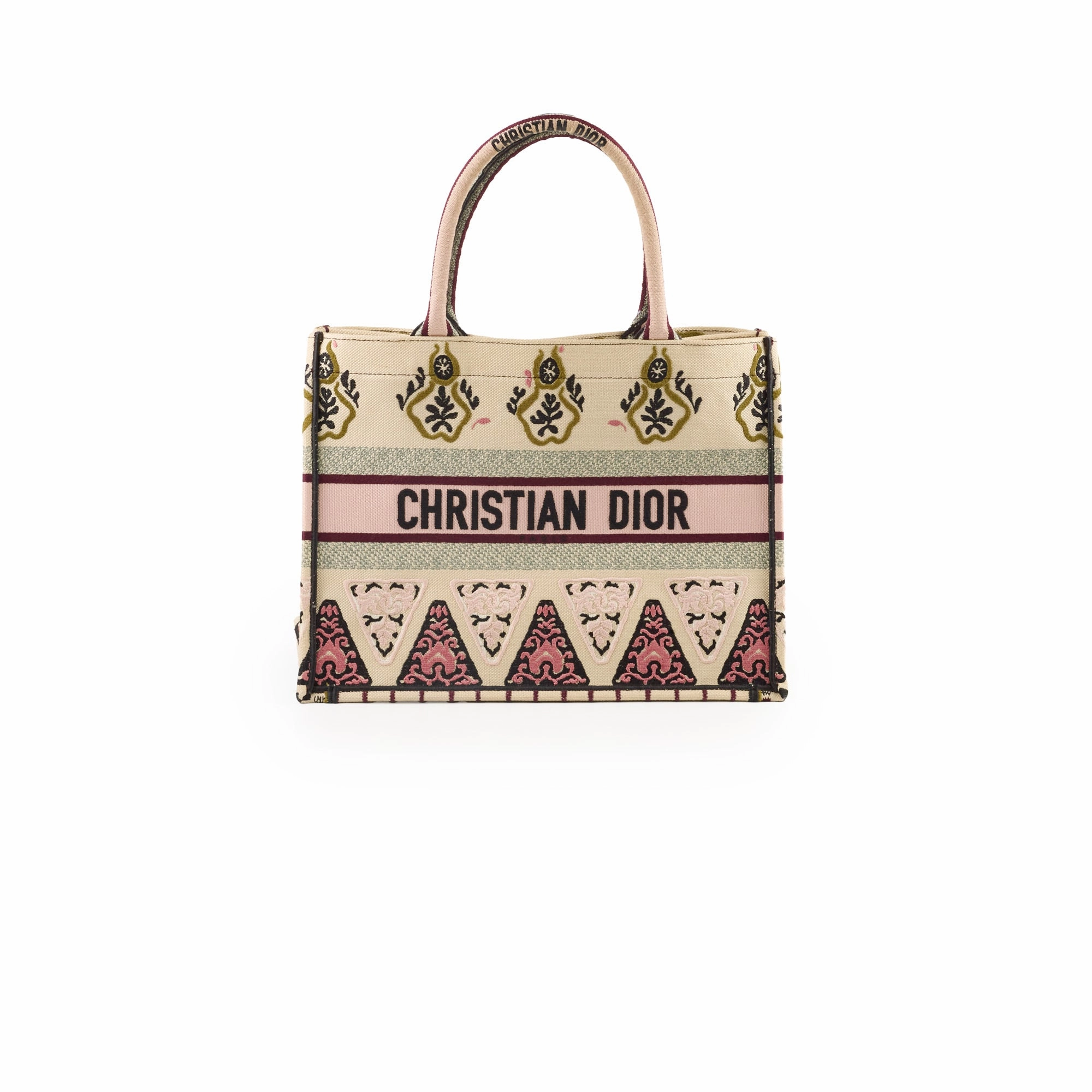 Christian Dior Canvas Embroidered Geometric Medium Book Tote
