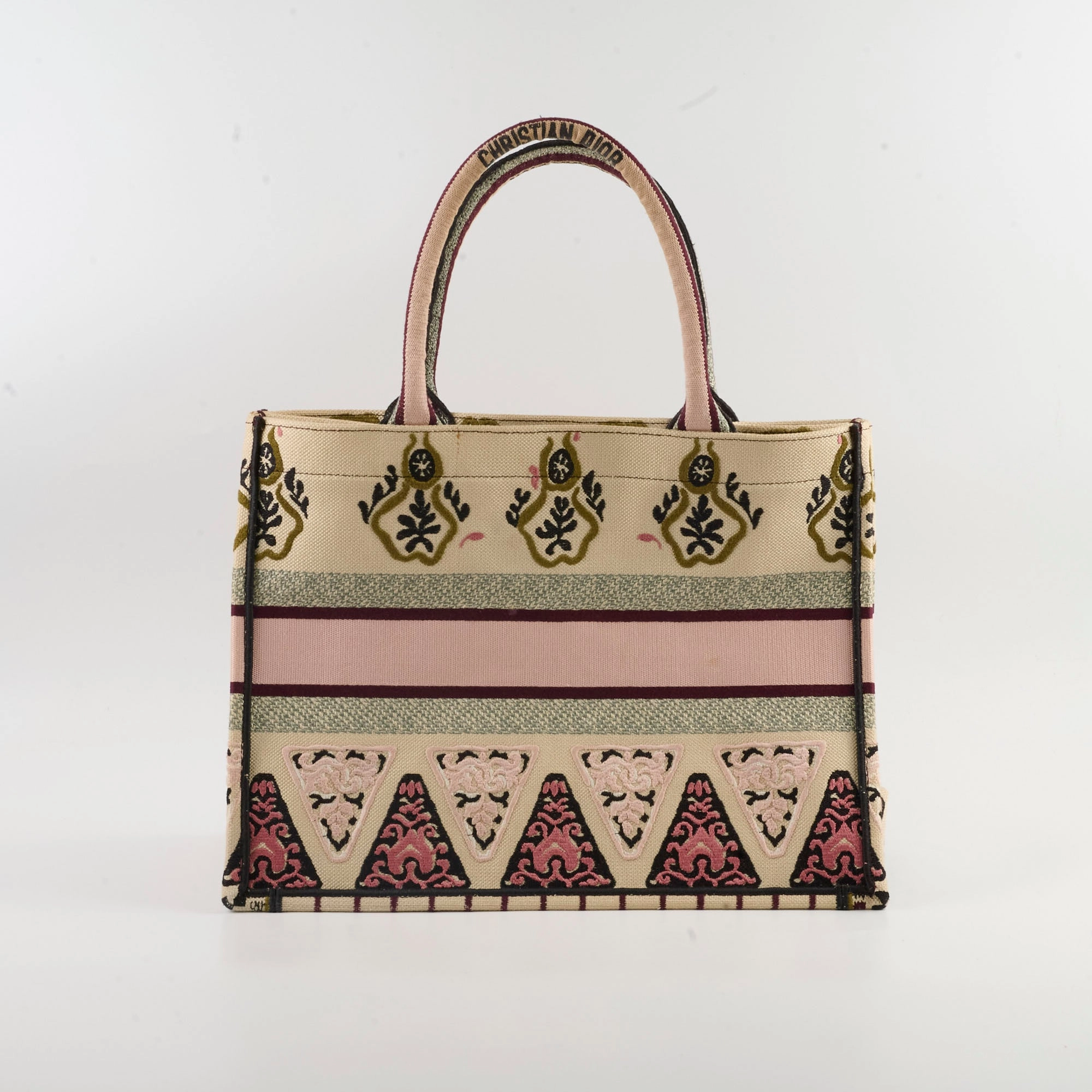 Christian Dior Canvas Embroidered Geometric Medium Book Tote