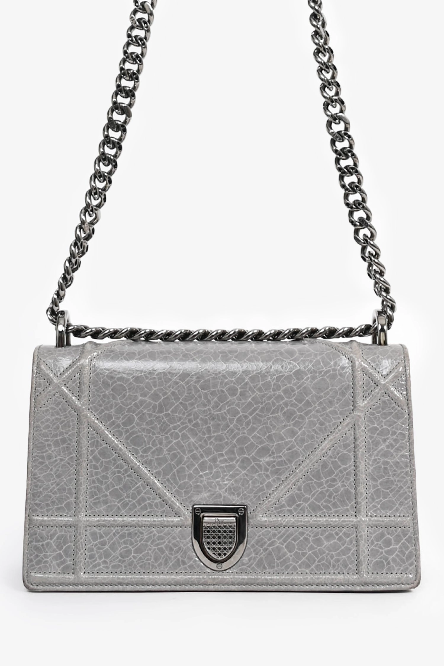Christian Dior Grey Diorama Small Chain Shoulder Bag