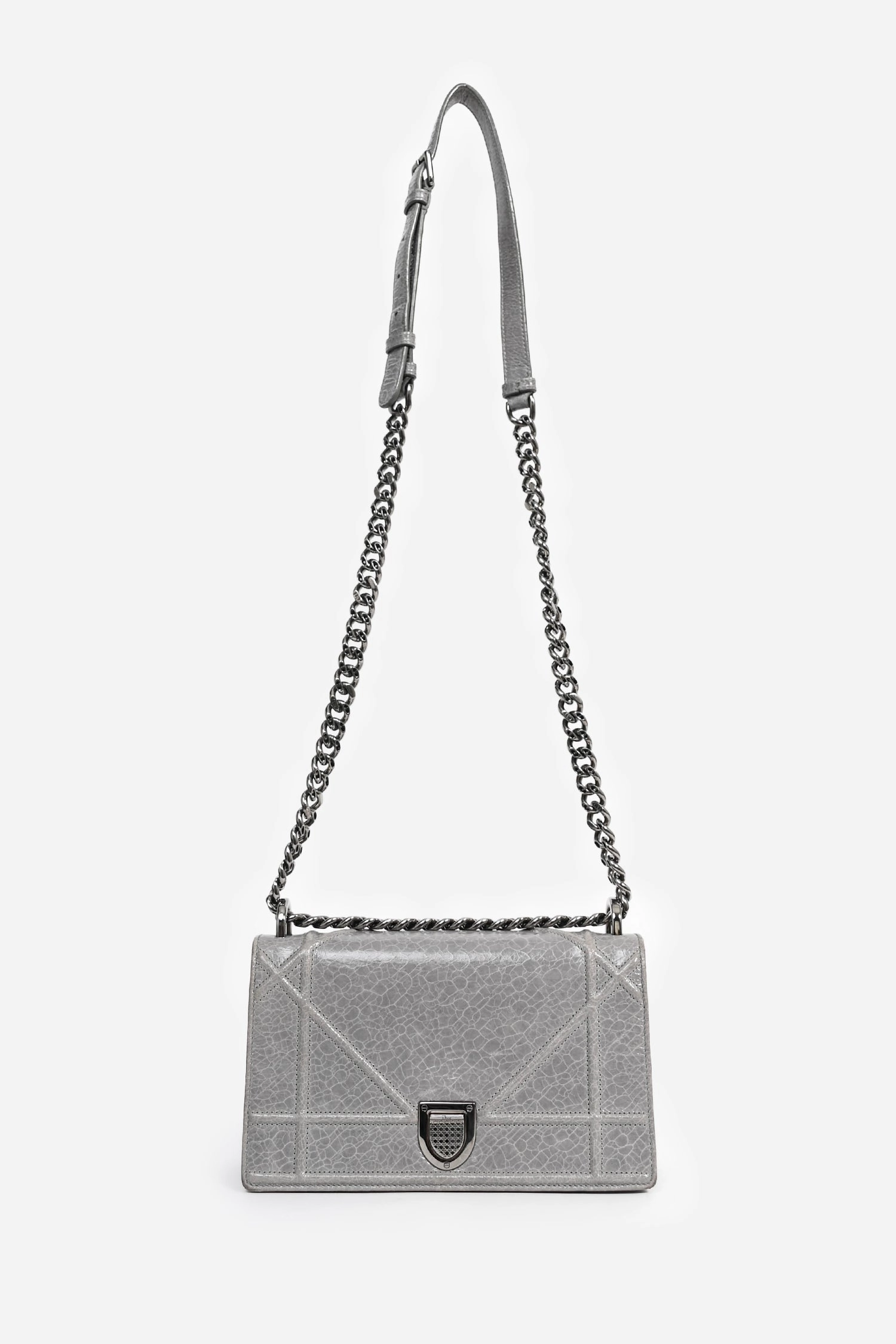 Christian Dior Grey Diorama Small Chain Shoulder Bag
