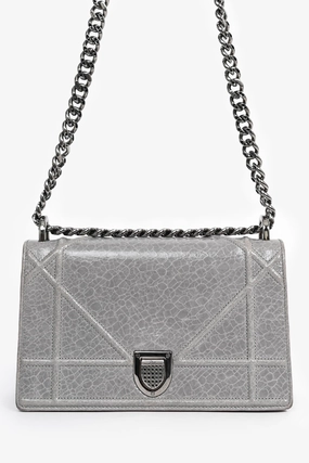Christian Dior Grey Diorama Small Chain Shoulder Bag