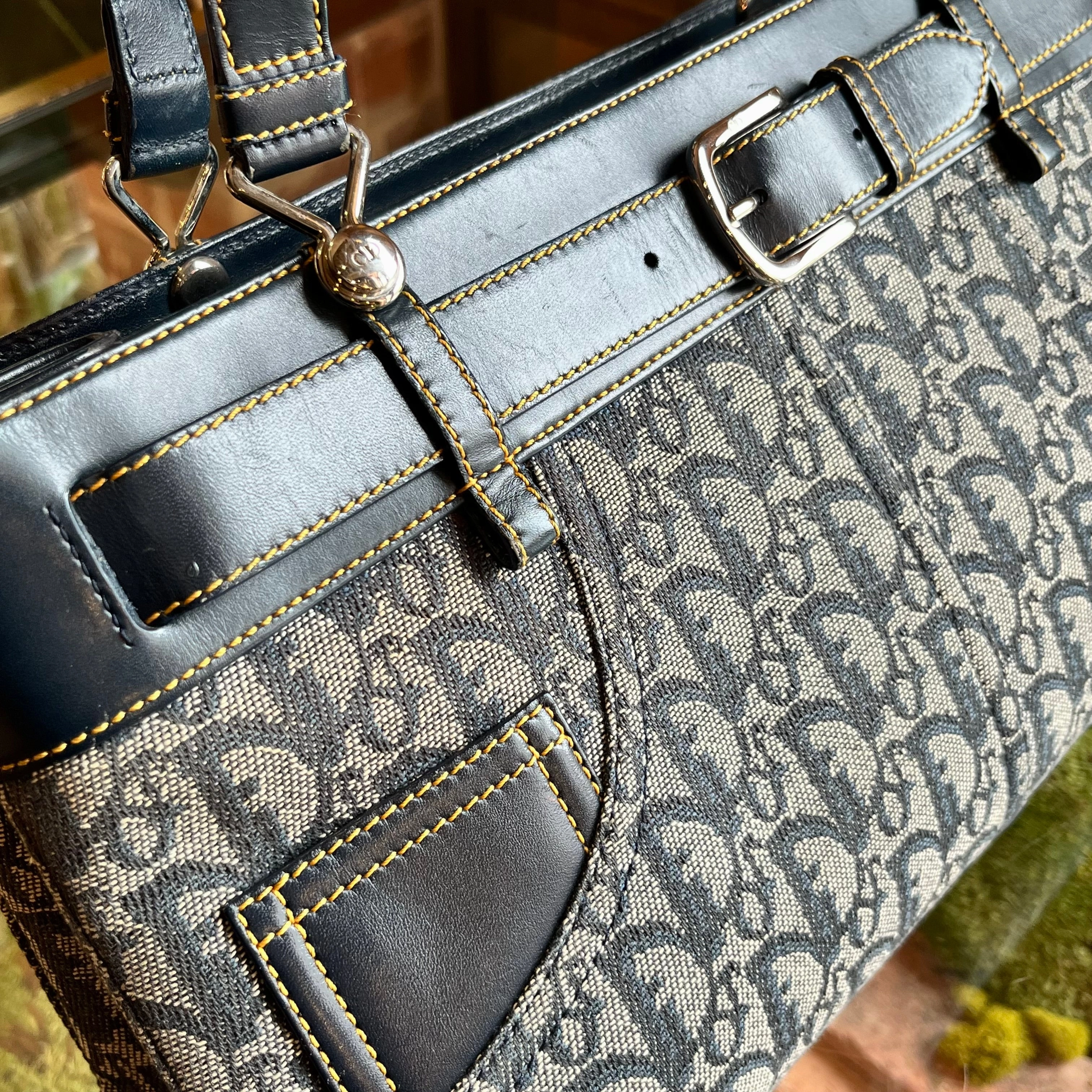 CHRISTIAN DIOR Jeans Pocket Diorissimo Canvas Tote Bag
