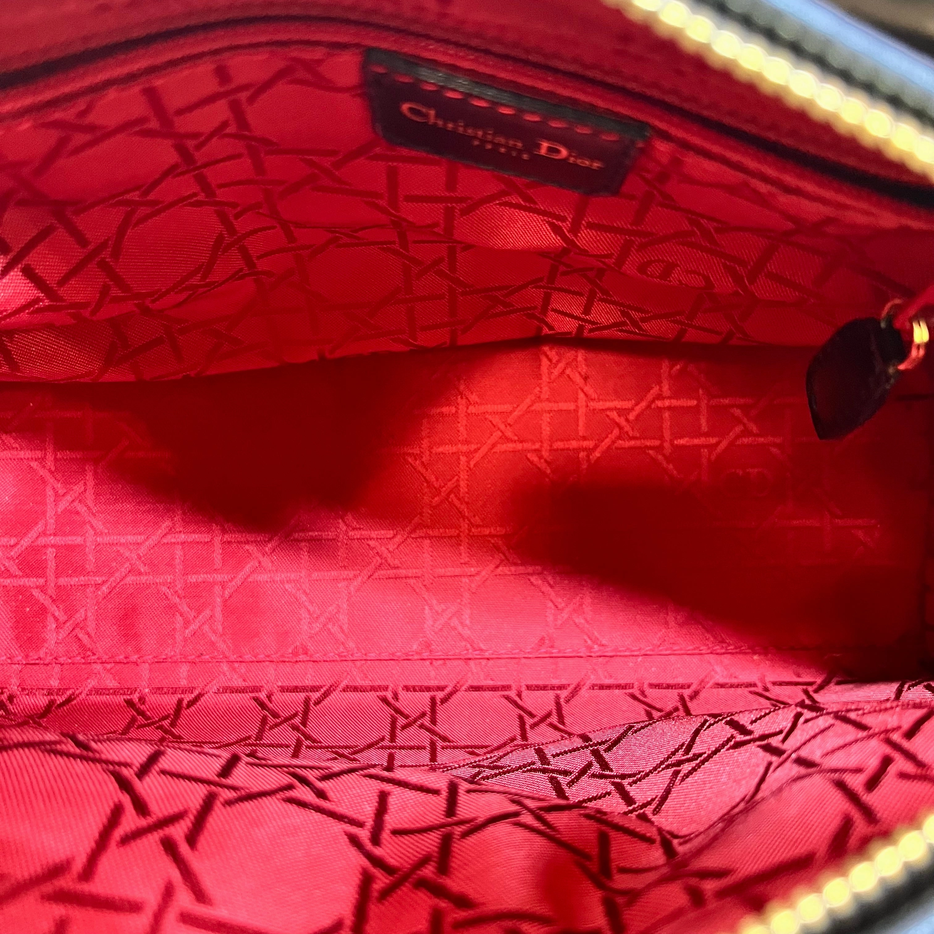 CHRISTIAN DIOR Lady Dior Medium Patent Cannage Tote Bag