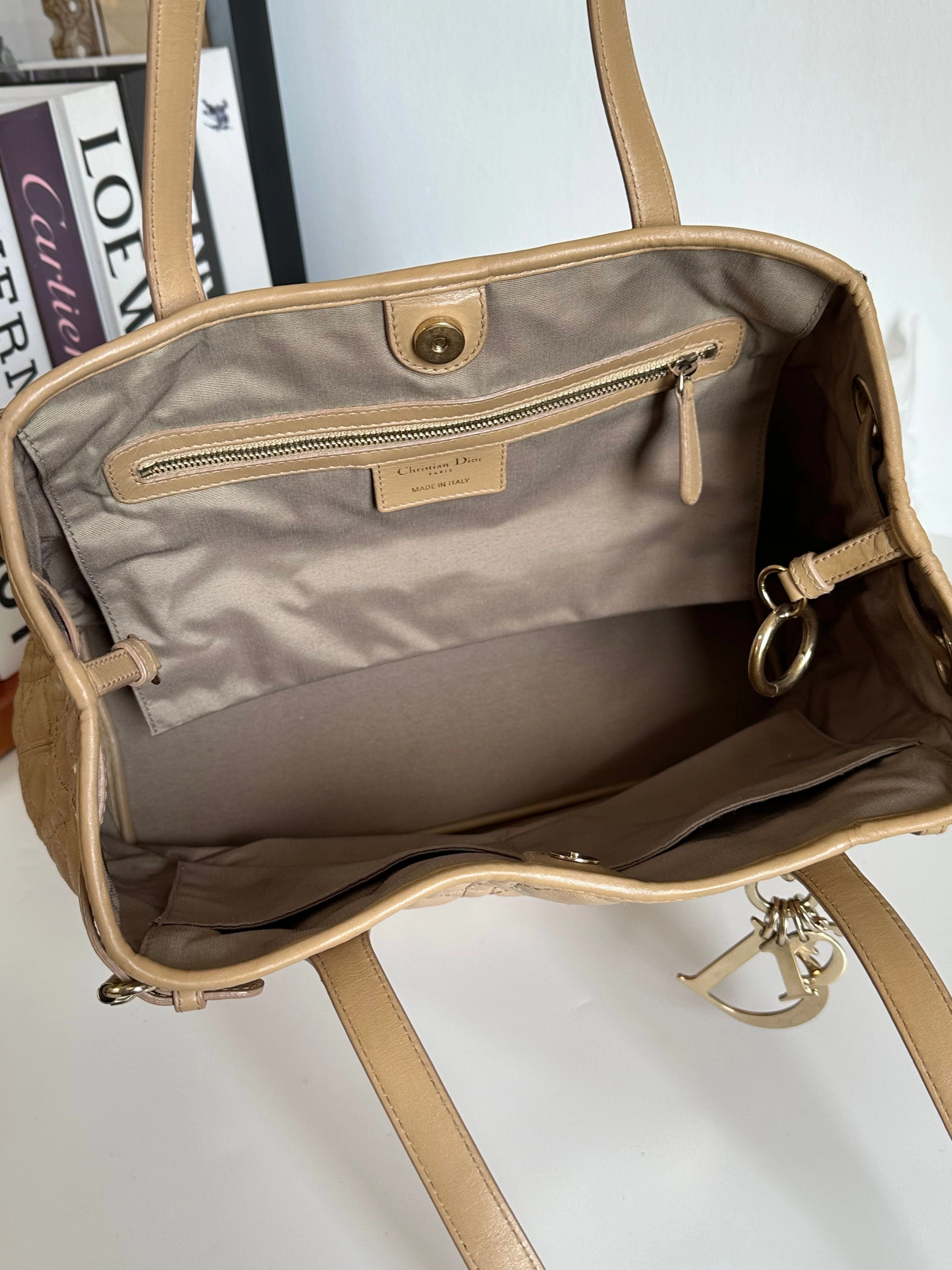 Christian Dior Medium Cannage Panarea Tote - Neutrals Totes, Handbags #6C