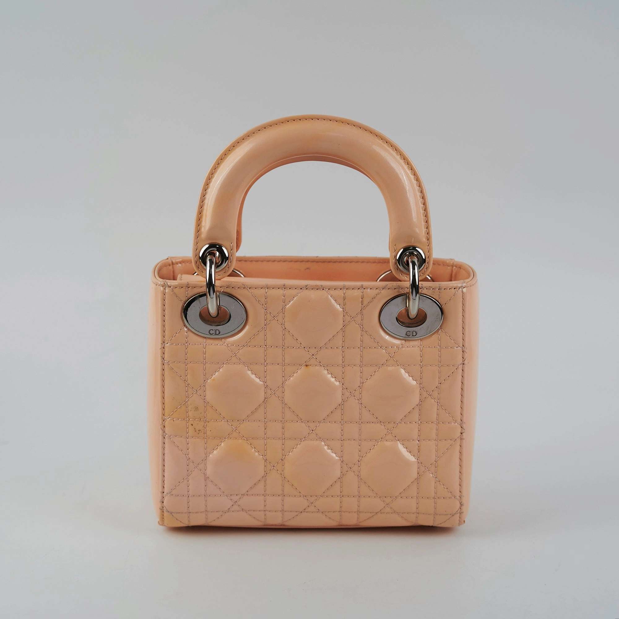 Christian Dior Mini Patent Lady Dior Peach Bag