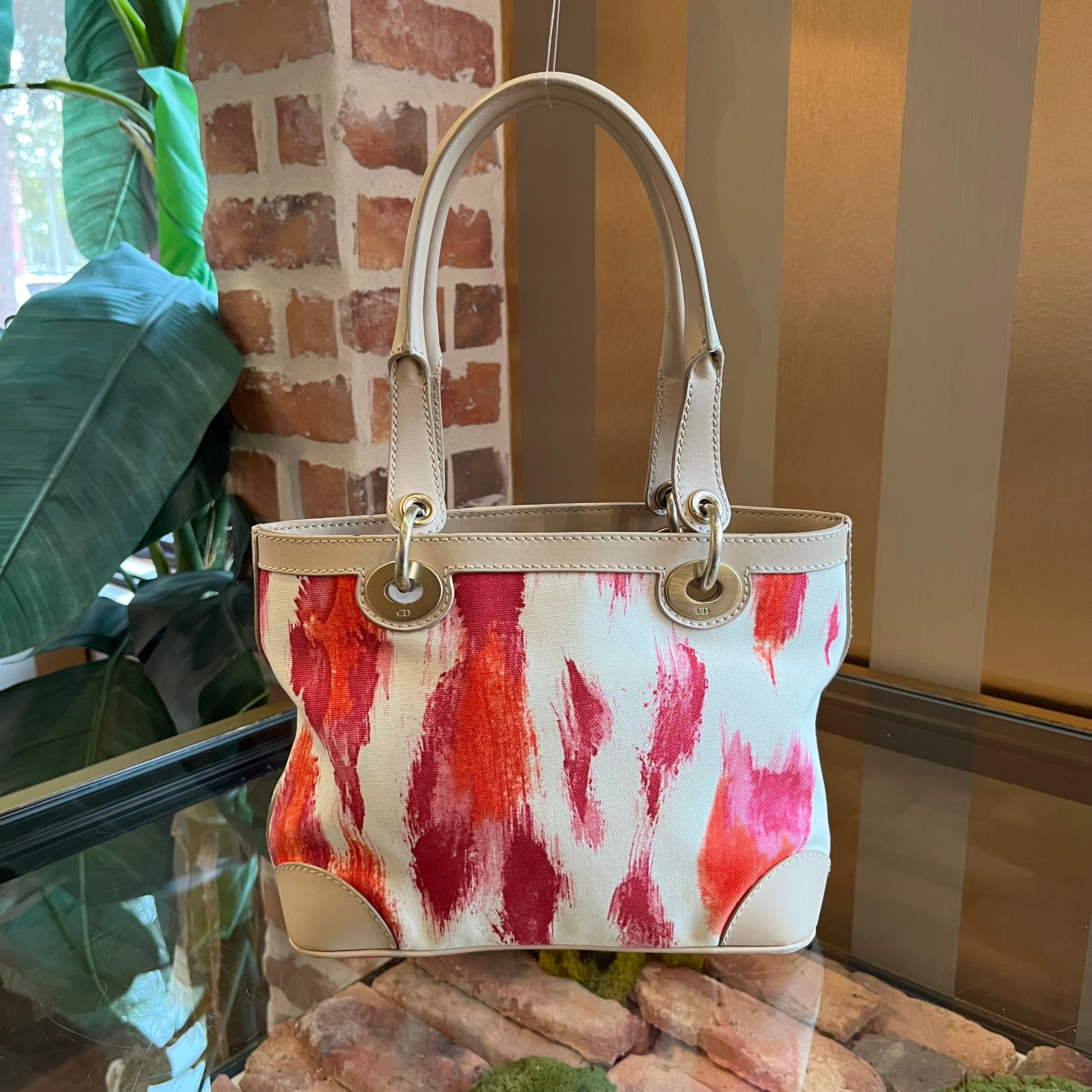 CHRISTIAN DIOR St. Tropez Pink Canvas Tote TS3983