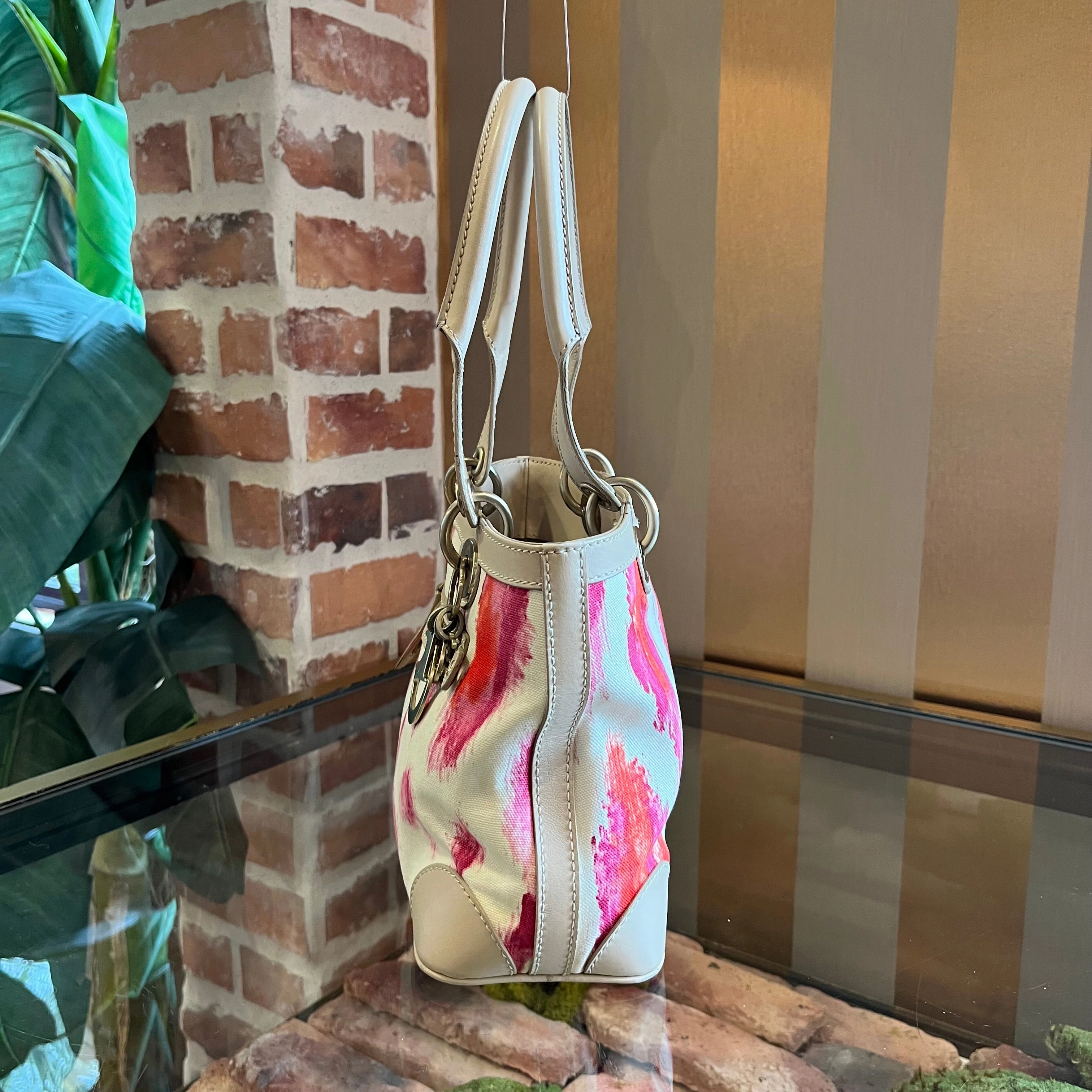 CHRISTIAN DIOR St. Tropez Pink Canvas Tote TS3983