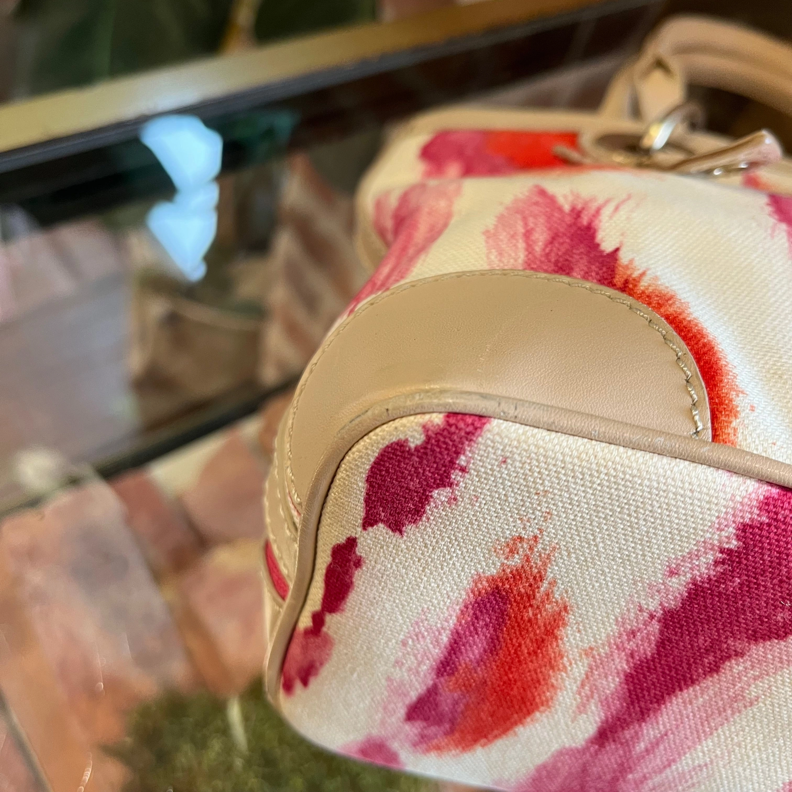 CHRISTIAN DIOR St. Tropez Pink Canvas Tote TS3983