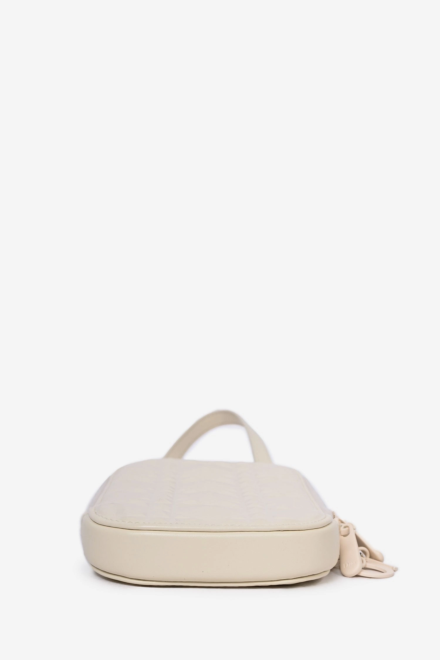 Christian Dior White Cannage Leather 'Lady Dior Call'in Dior' Phone Holder