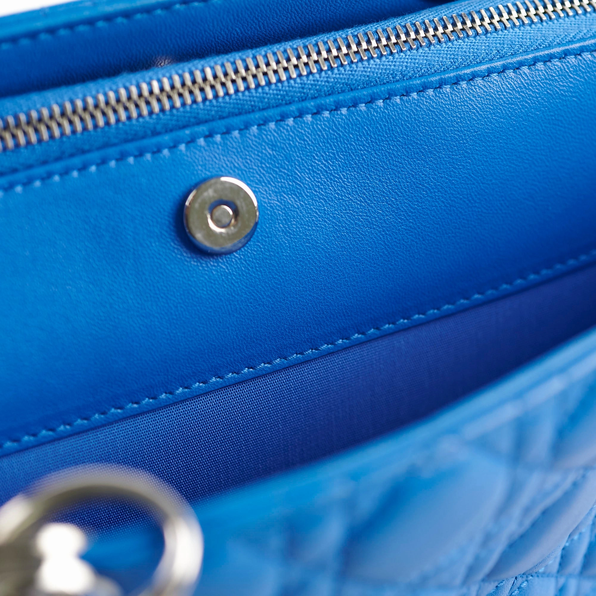 Christina Dior Cannage Leather Shopping Tote Blue