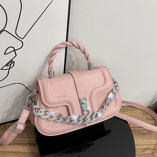 Cintya Women's Small Leather Handbag With Chain