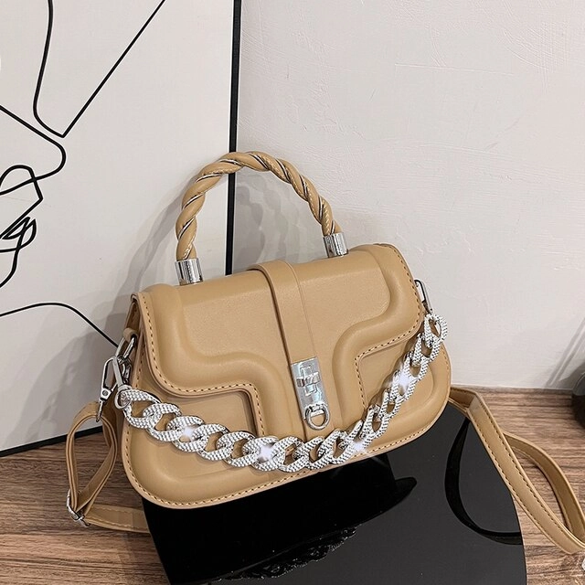 Cintya Women's Small Leather Handbag With Chain