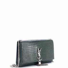 Classic Monogram Tassel Crossbody Bag Crocodile Embossed Leather Medium