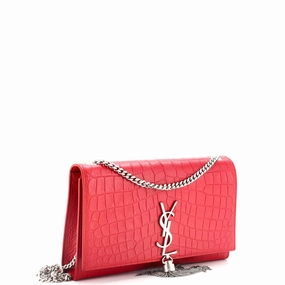 Classic Monogram Tassel Crossbody Bag Crocodile Embossed Leather Medium